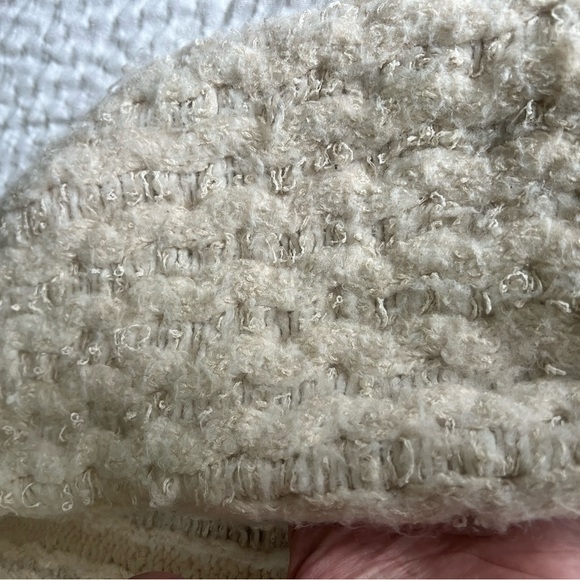 Anthropologie Textured Knit Cardigan | Cozy Ivory Chunky Sweater XL - Picture 5 of 13